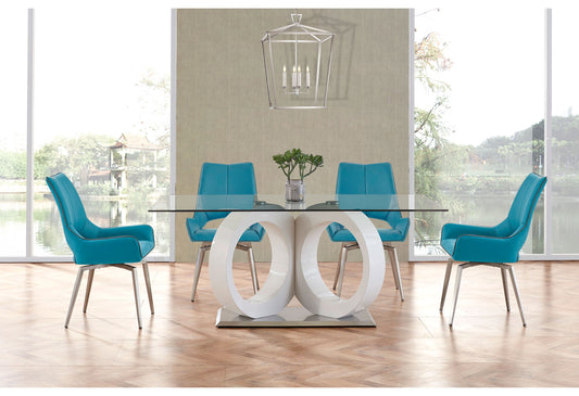 D9002 Dining Table And Four D4878 Dining Chairs - Turquoise