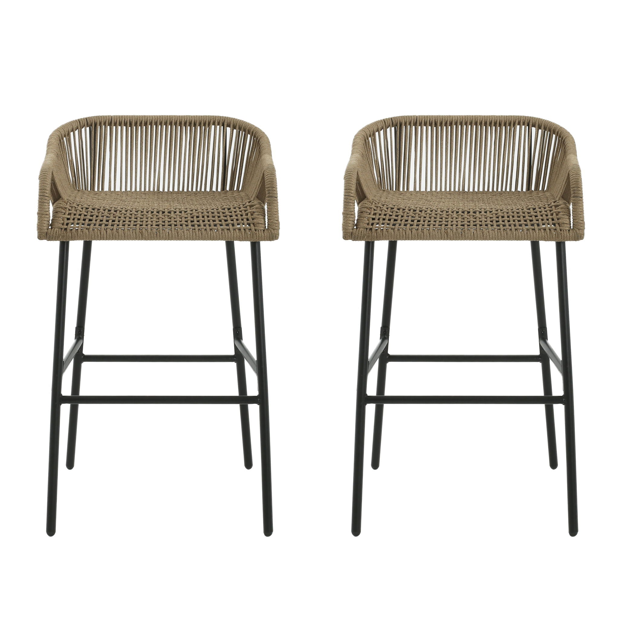 La Push - Outdoor Rope Barstool (Set of 2) - Black / Brown