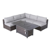6 Piece Sectional Sofa Set With Cushions - Brown