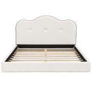 Upholstered Platform Bed With Sturdy Frame And Headboard