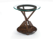 Beaufort - Round End Table With Base And Glass Top - Dark Oak