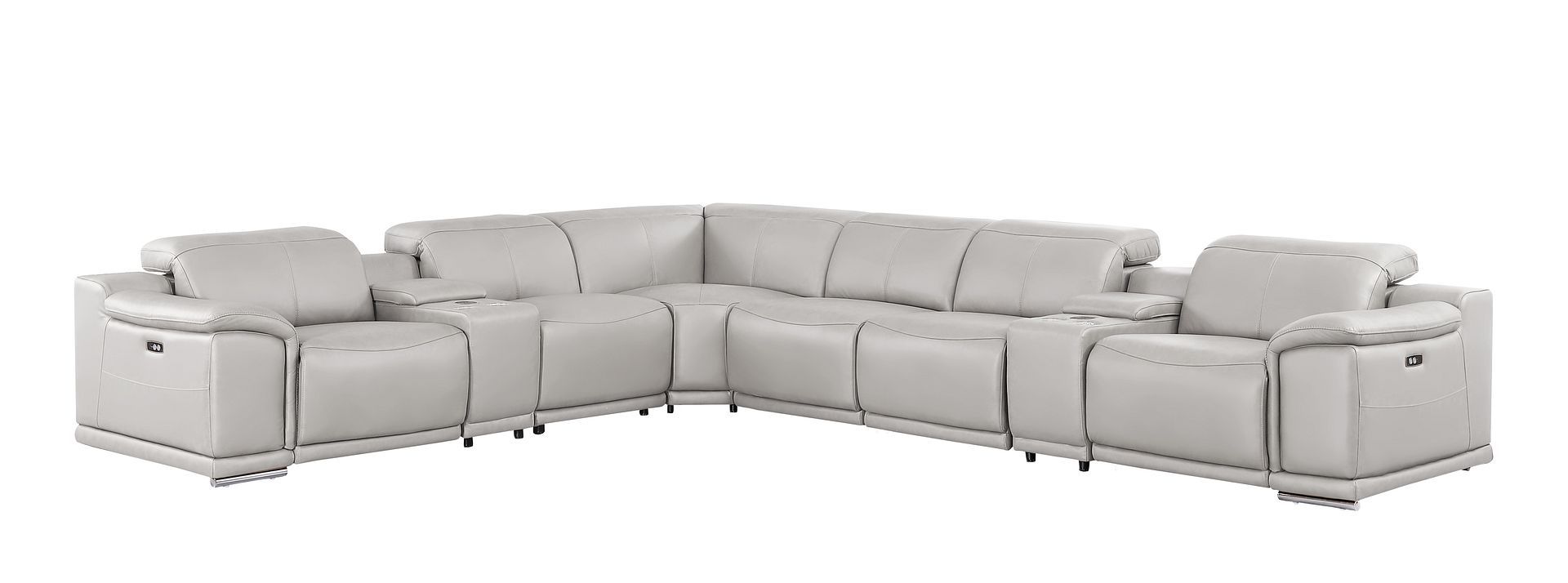 2679 - 8-Piece L-Shaped Power Reclining Sectional In Genuine Leather (4 Recliners)