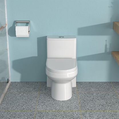 1 Piece Toilet For Bathroom, Dual Flush 1.1 / 1.6 Gpf, Soft Closing Seat - White