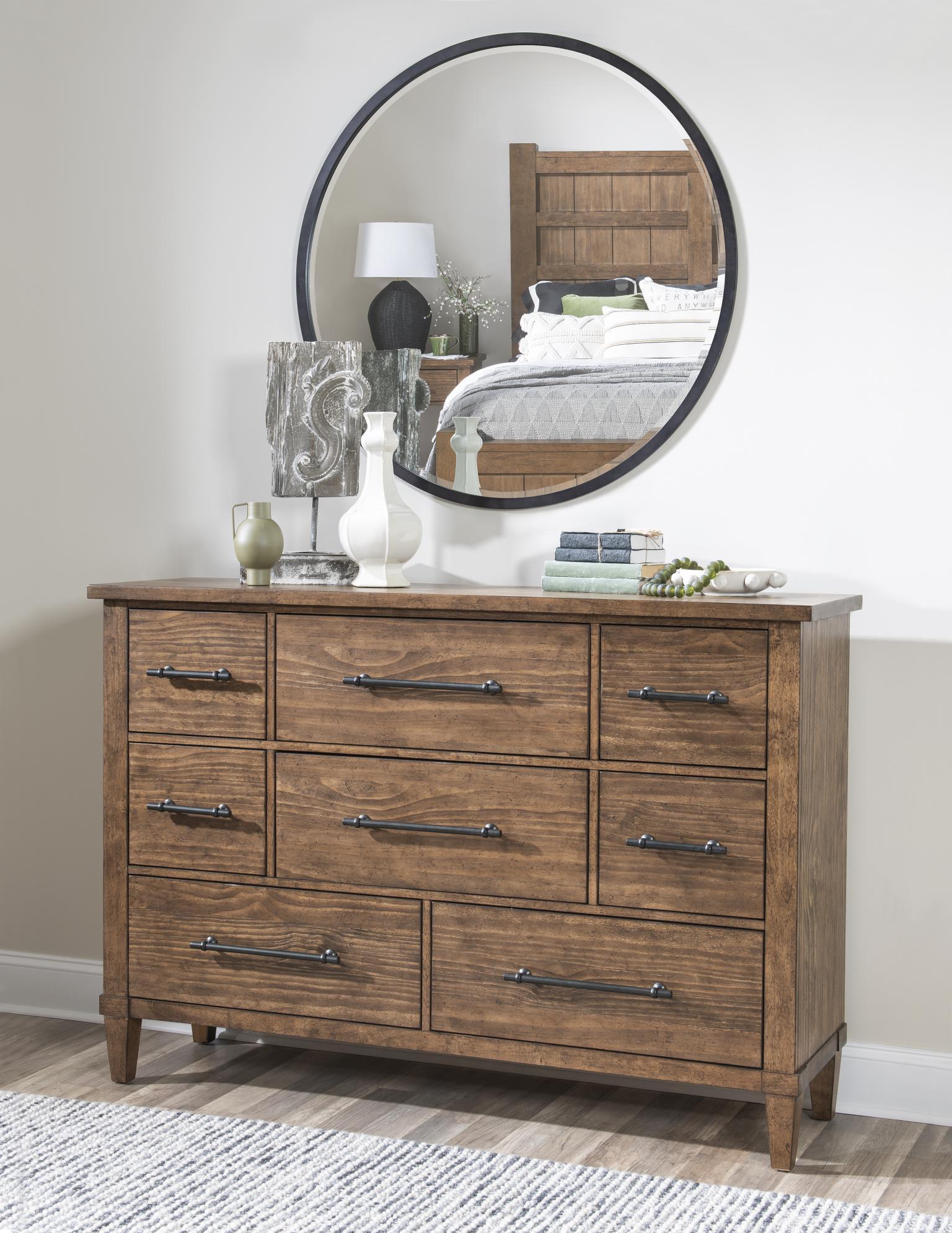 Artisan's Place - Round Mirror - Vintage Pine Ironwood