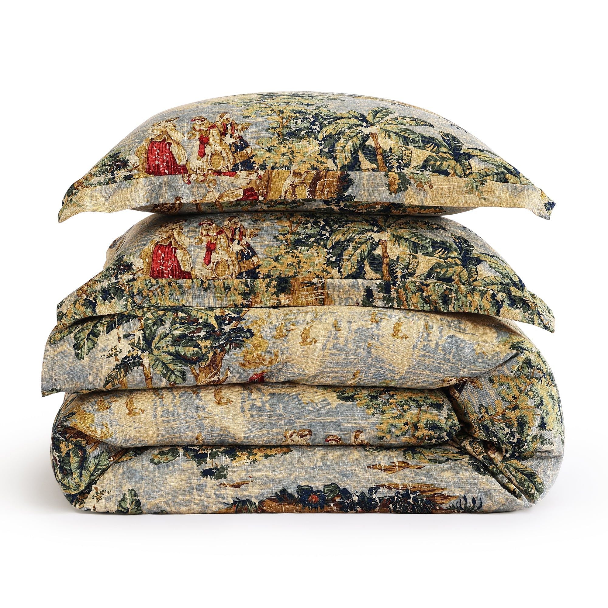 Provence - Queen Washed Linen Duvet Cover Set (Set of 3) - Multi Color