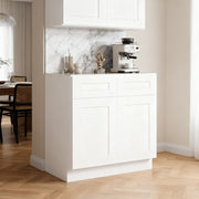 Shaker Base Cabinet With Soft Closing Drawer Double Door And Adjustable Shelf - White