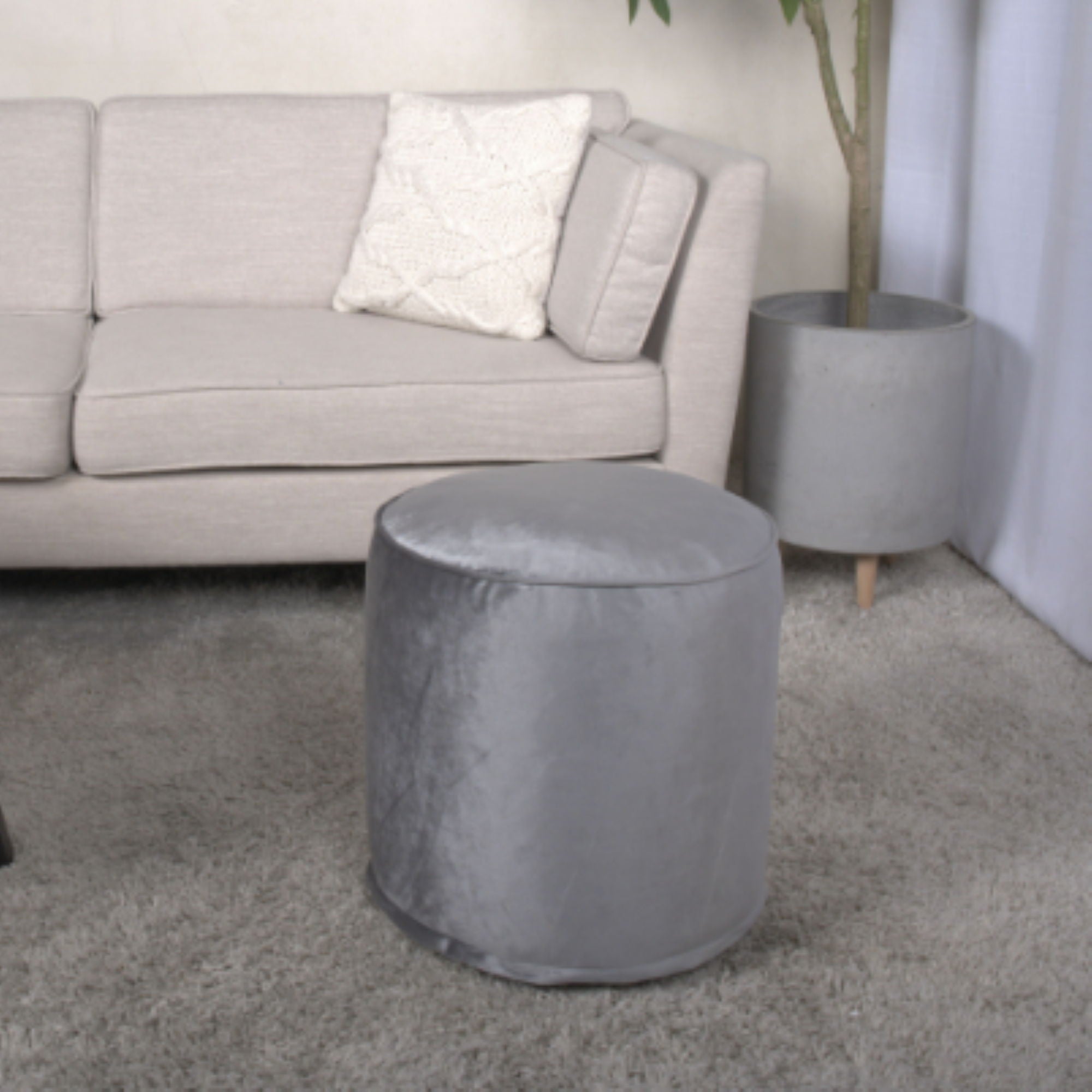 Shimon - Cylinder Pouf Ottoman And Floor Cushion