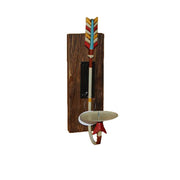Wall Décor - Metal Arrow & Wooden Pillar Wall Sconce - Brown