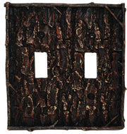 Pine Bark Switch Plate - 5" x 5" Pine Bark Double Wall Switch Plate  - Multi
