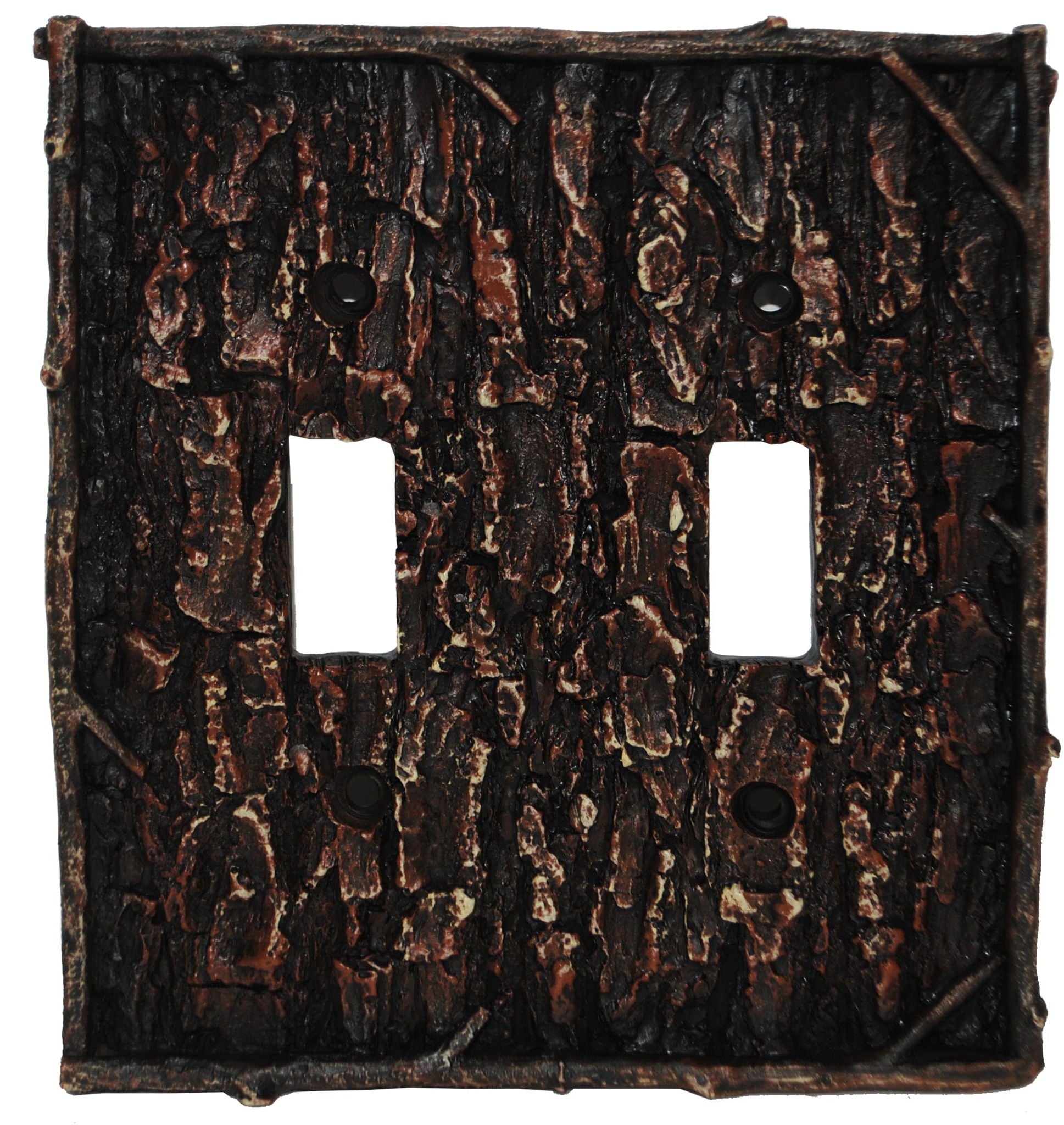 Pine Bark Switch Plate - 5" x 5" Pine Bark Double Wall Switch Plate 4 Per Carton - Multi