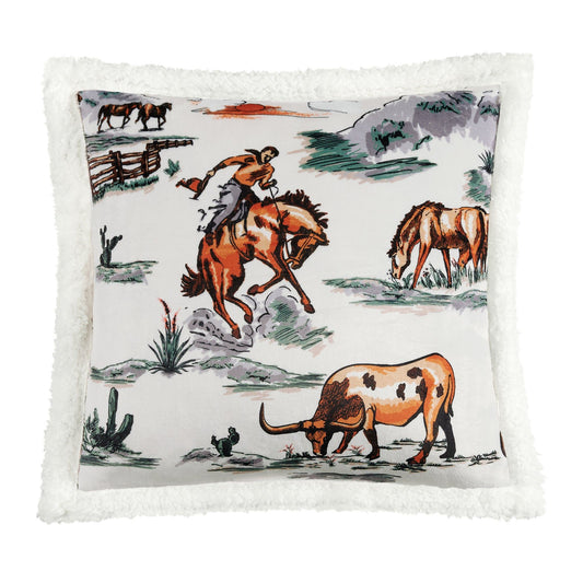 Campfire - Ranch Life Western Toile Campfire Sherpa Pillow 6 Per Carton - Duffle Bag