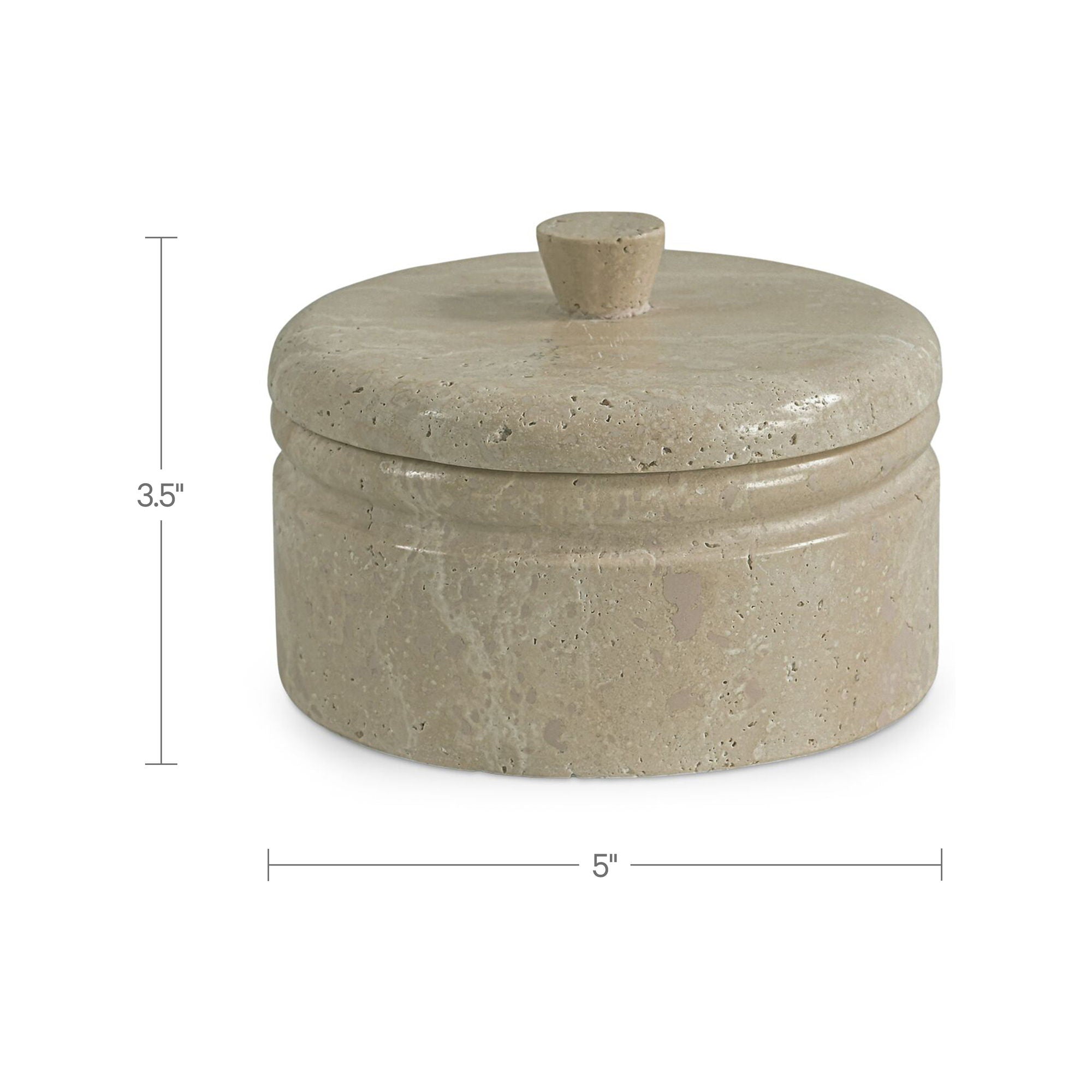 Valencia - Round Travertine Box - Beige