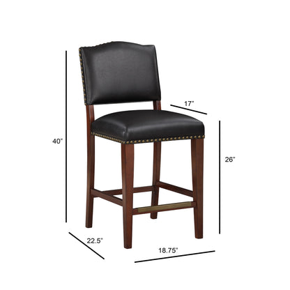 Danbers - Stationary Counter Stool With Nail Heads - Dark Brown
