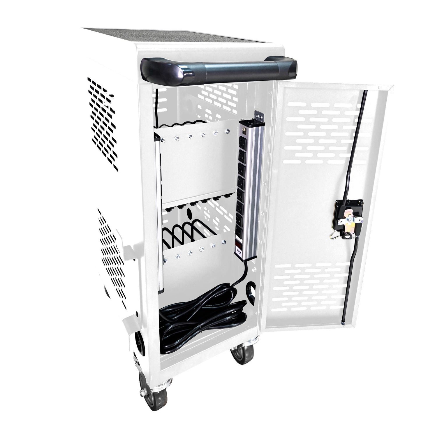 16 Bay Mobile School Charging Cart Station For Chromebook, Tablet And Laptop Computer With Power Strip Included
