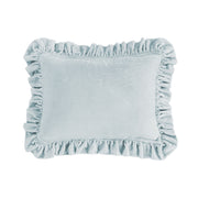 Stella - Faux Silk Velvet Ruffled Oblong Pillow - Icy Blue