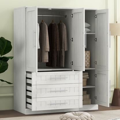 4 Door Wardrobe Armoire With 3 Drawers