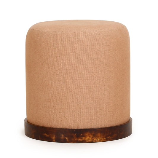 Como - Burl and Cotton Jute Designer Accent Stool - Peach