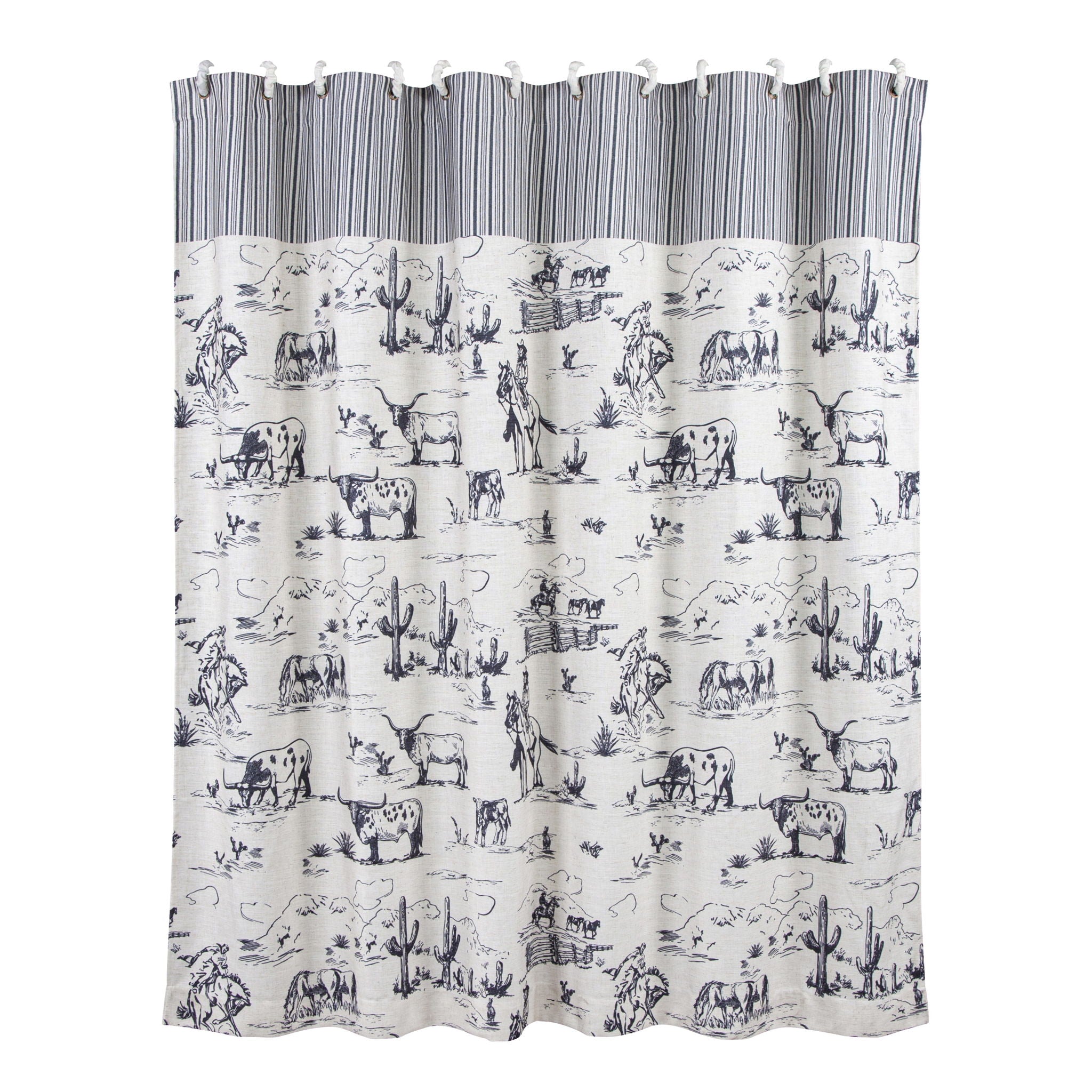 Ranch Life - Shower Curtain - White / Black