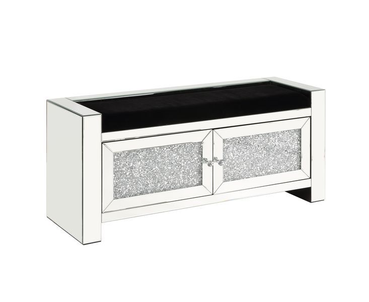 Noralie - Bench - Mirrored & Faux Diamonds - 22"