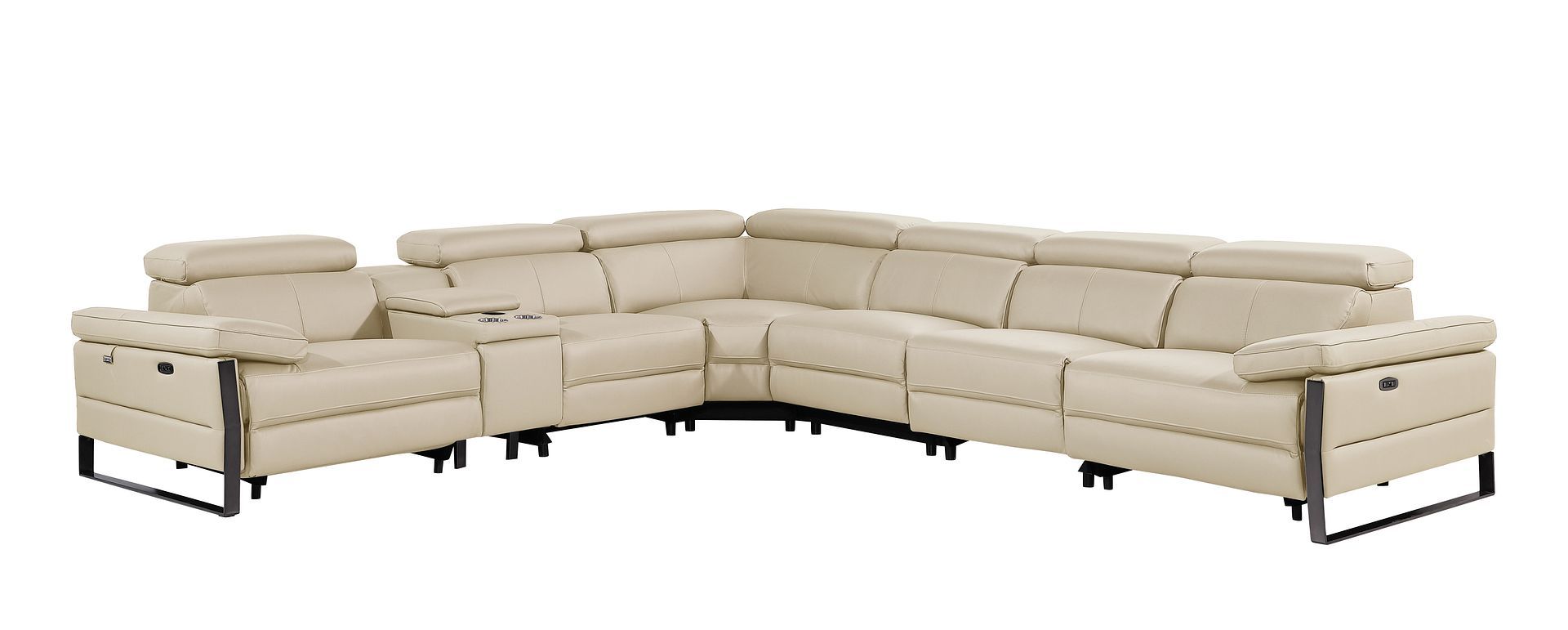 1246 - 7-Piece L-Shaped Modular Power Reclining Sectional With 4 Power Recliners And Power Headrests