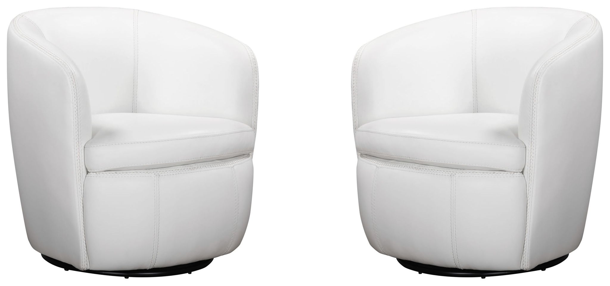 Barolo - 100% Italian Leather Swivel Club Chair (Set of 2)