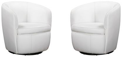 Barolo - 100% Italian Leather Swivel Club Chair (Set of 2)