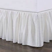 Lily - King Washed Linen Gathered Bed Skirt - White
