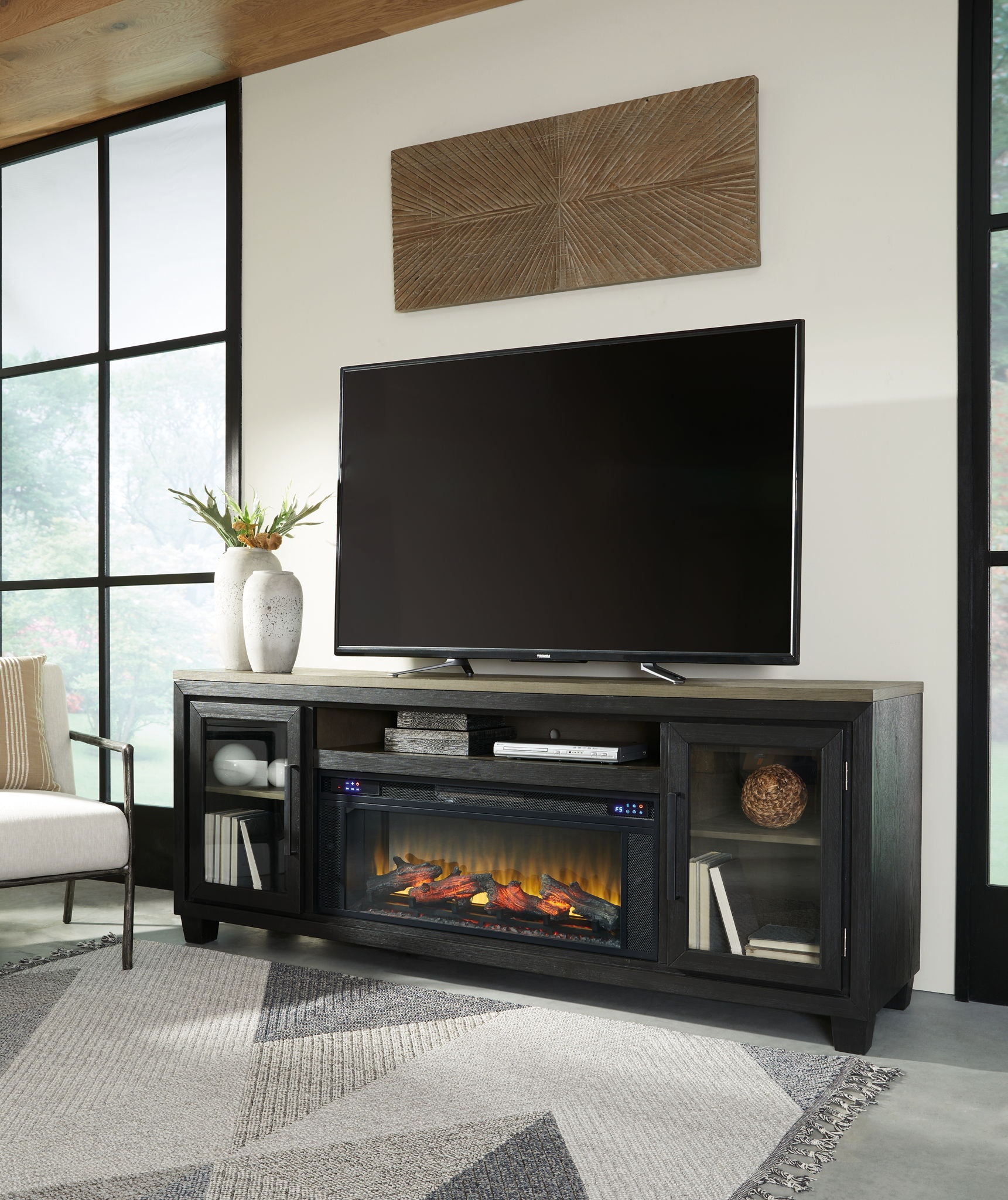 Foyland TV Stand With Electric Infrared Fireplace Insert - Thumbnail 2