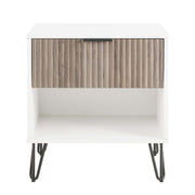 Dumbo - Fluted Nightstand With 1 Drawer - Gray / White