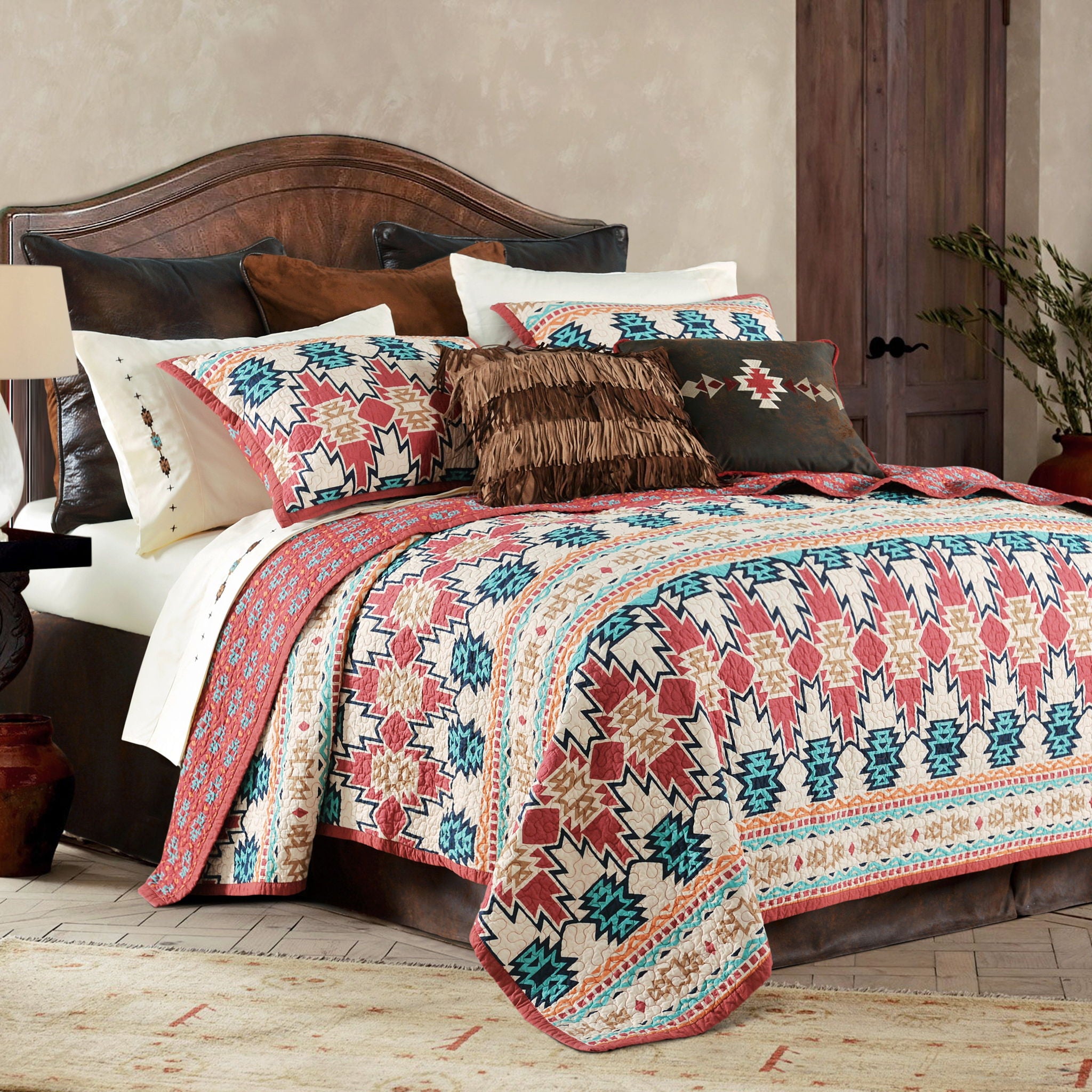 Phoenix - Twin Reversible Quilt Set (Set of 2) - Red / Orange