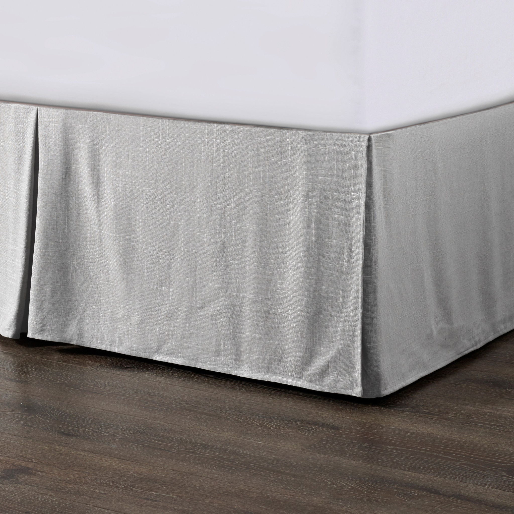 Hera - Queen Washed Linen Tailored Bed Skirt - Light Gray
