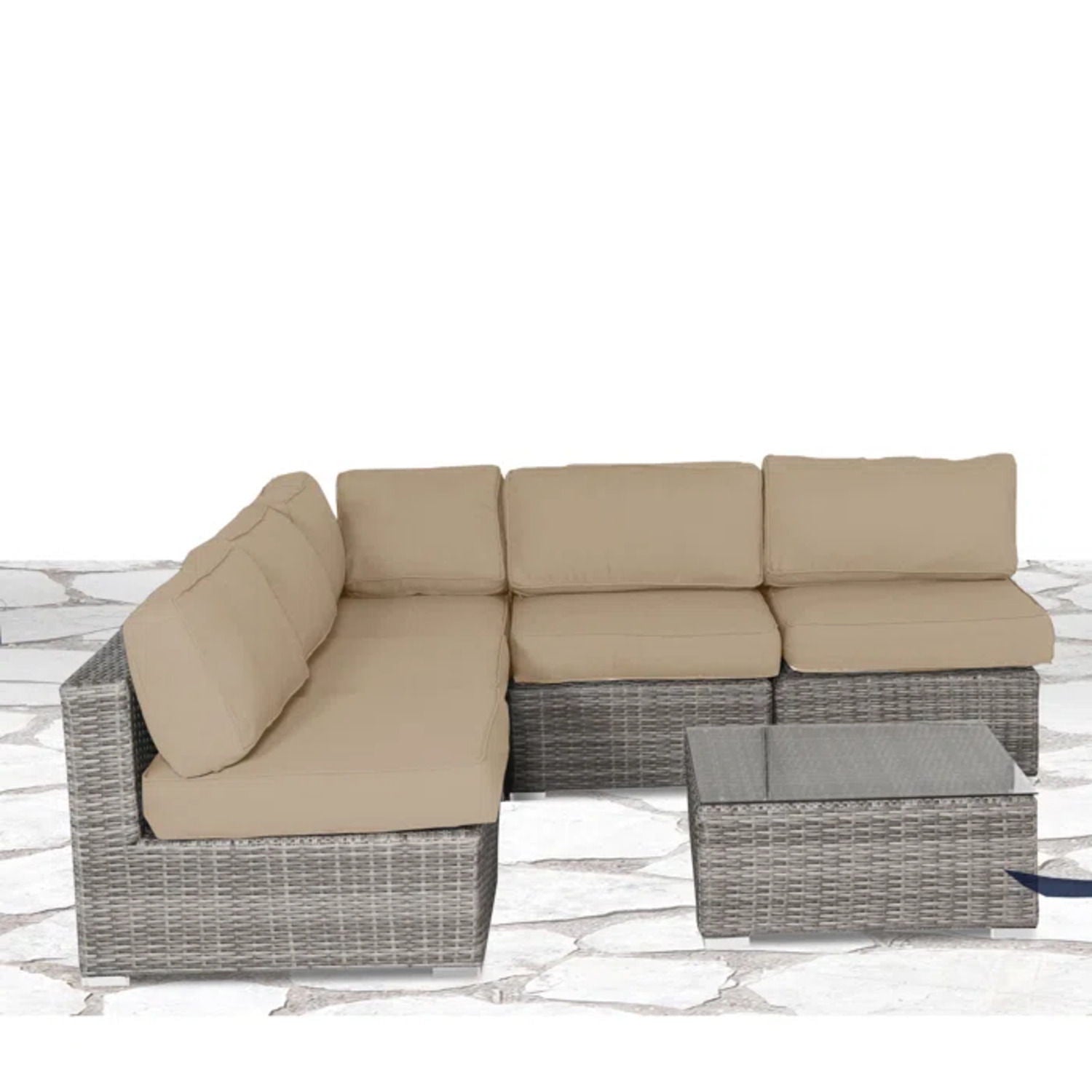 Seating Set With Cushions Handcrafted Wicker Design