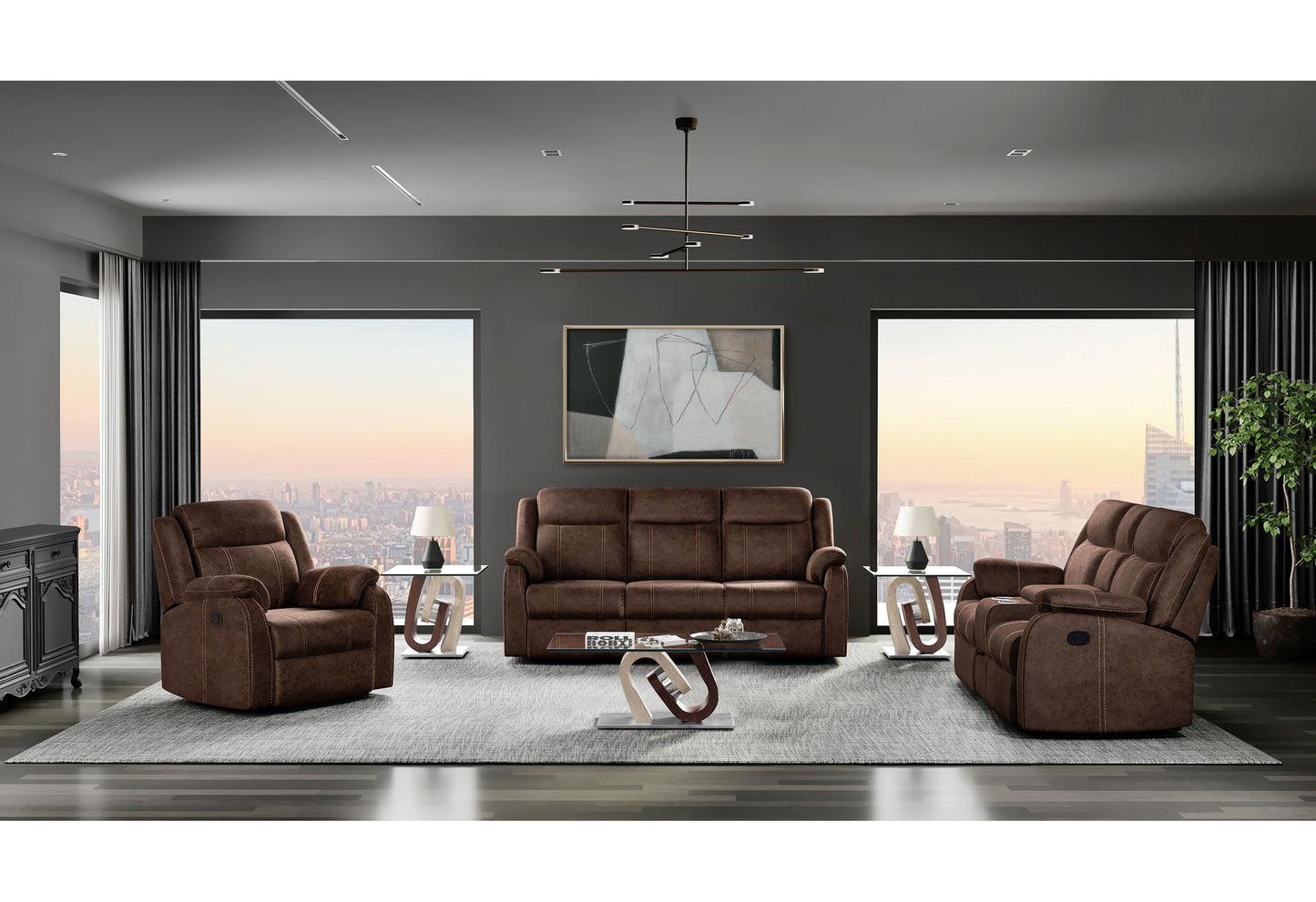 U7303 - Recliner Sofa / Console Power Recliner Loveseat - Dark Brown