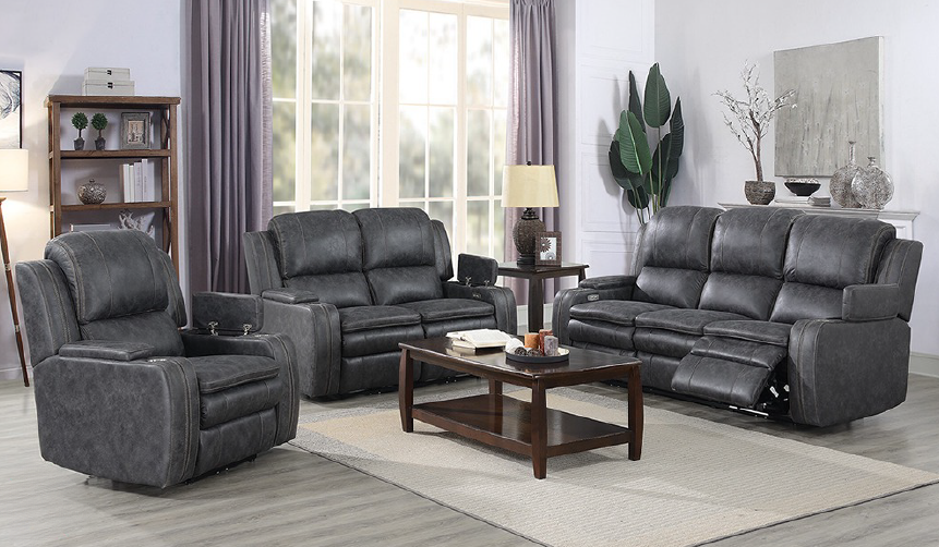 Sofa and Loveseat Recliners with USB Ports Grey 2pc