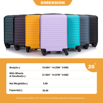 20" Carry On Luggage Lightweight Suitcase, Spinner Wheels