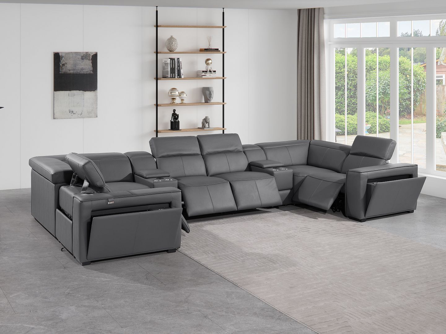 1224 - 8-Piece U-Shaped Sectional Sofa In With 4 Power Recliners & Power Headrest
