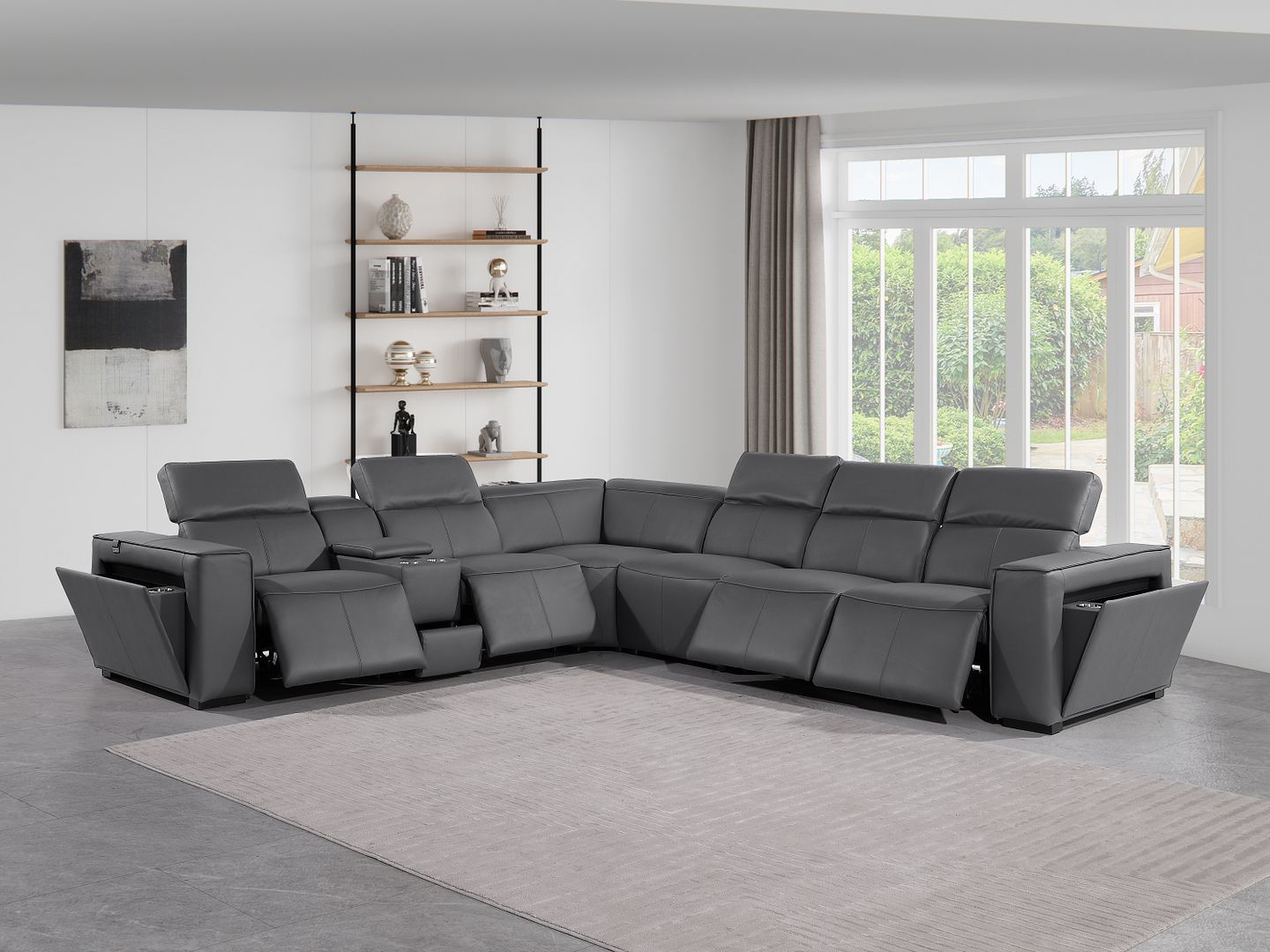 1224 - 7-Piece L-Shaped Sectional Sofa In With 4 Power Recliners & Power Headrests