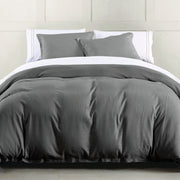 Hera - Queen Washed Linen Flange Duvet Cover Set (Set of 3) - Slate