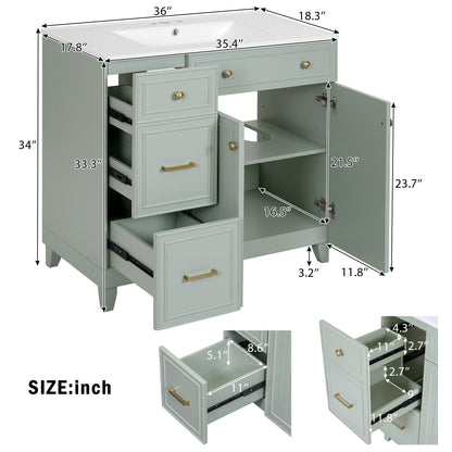 Bathroom Vanity With Sink, Soft Close Doors, Adjustable Shelves