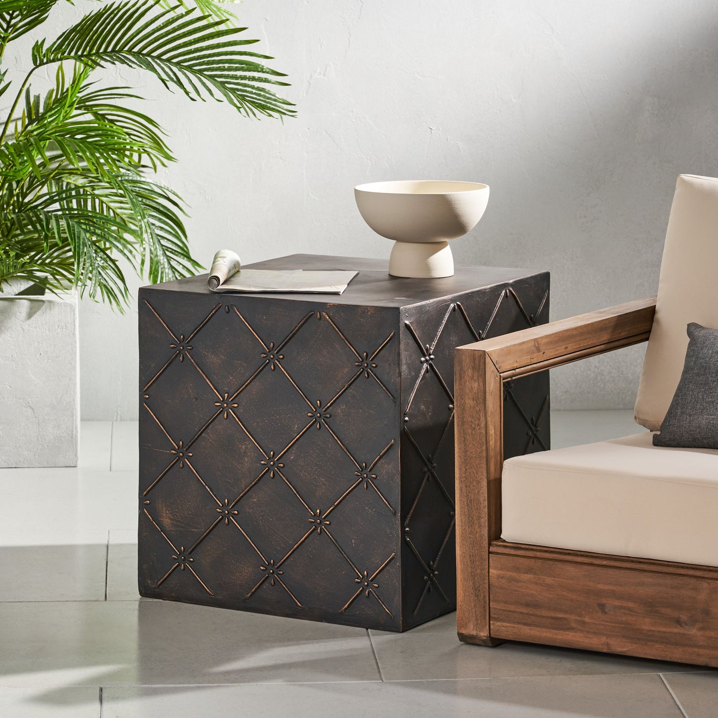 Outdoor Lightweight Concrete, Side Table - Copper