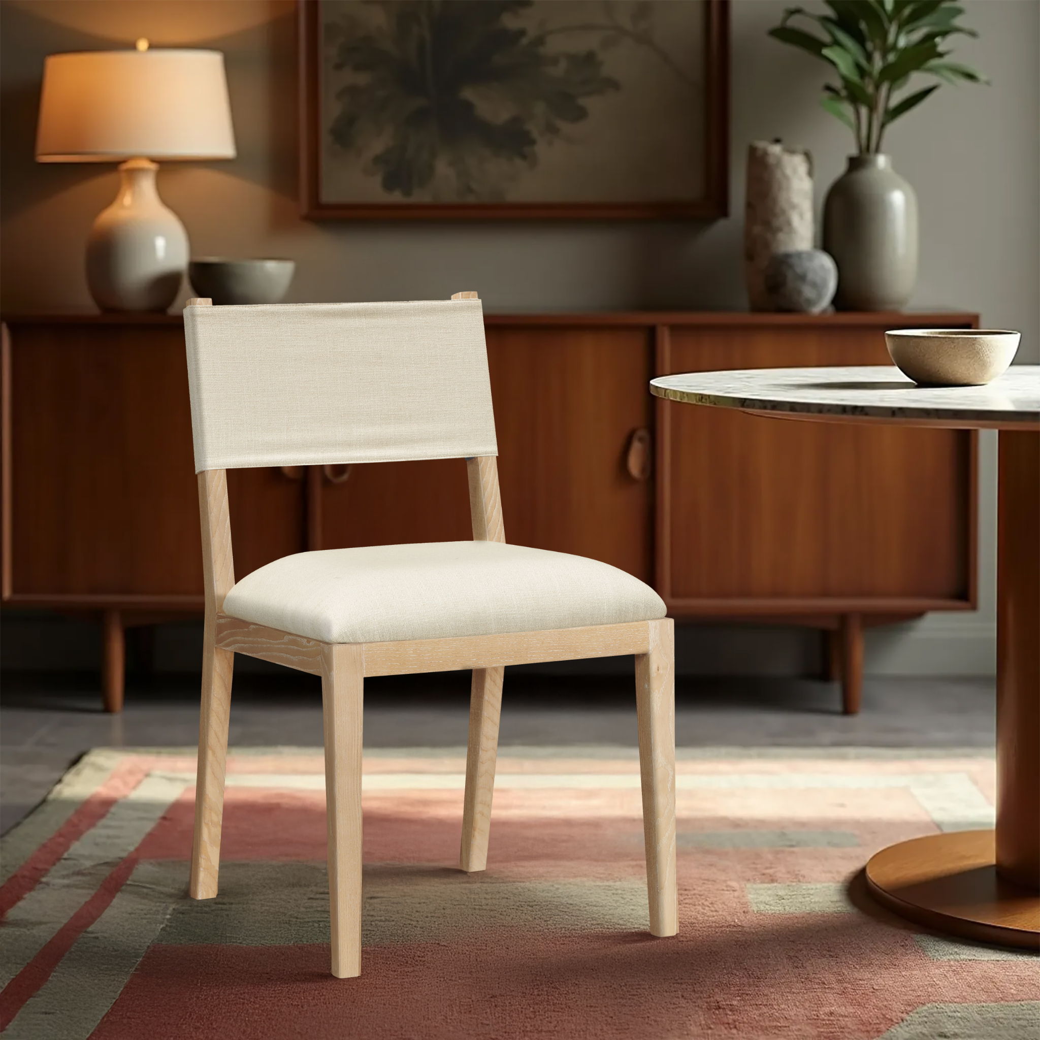 Avon - Linen Textured Performance Fabric Upholstered Dining Side Chair (Set of 2)