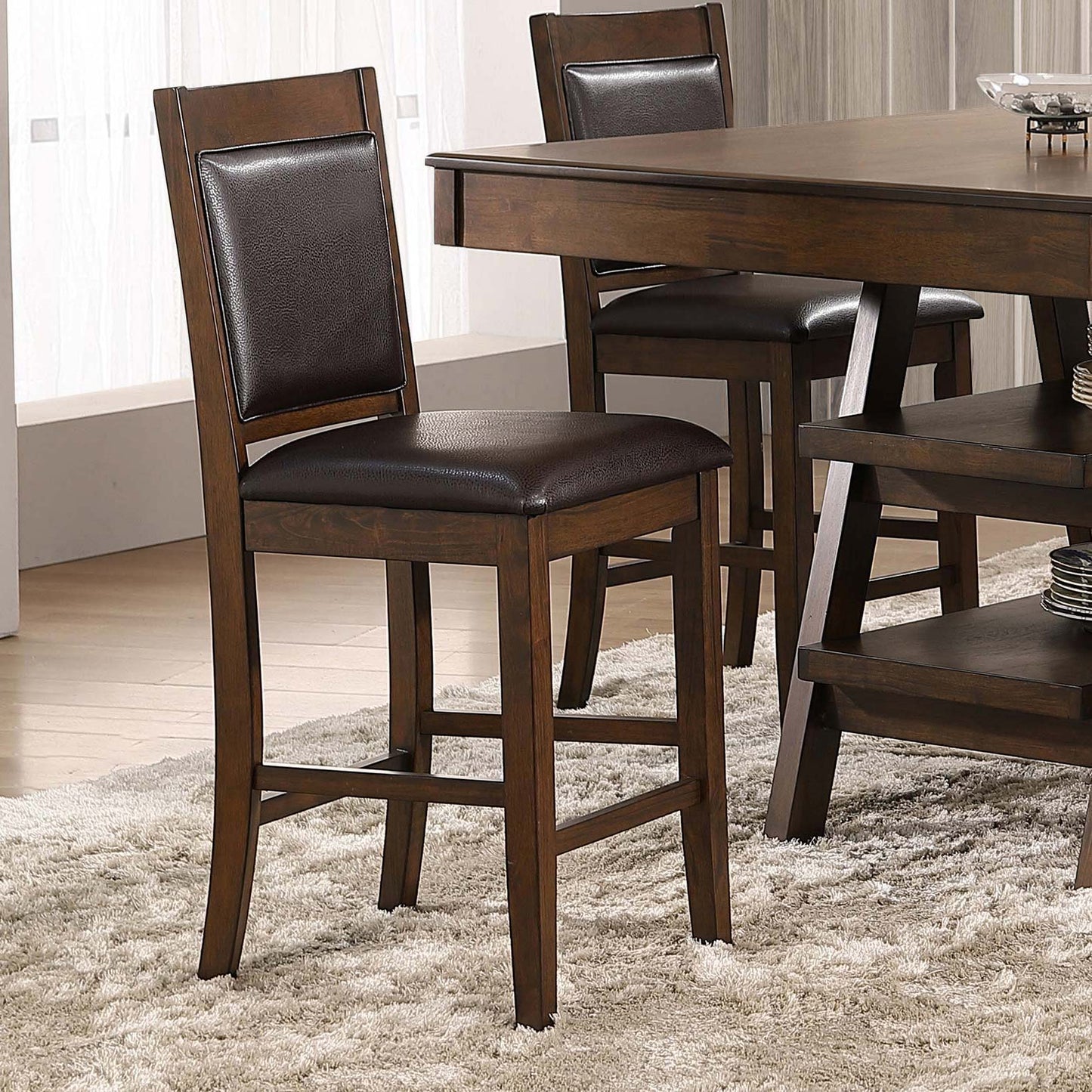 Upholstered Counter Height Chair (Set of 2) - Brown / Walnut