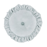Stella - Faux Silk Velvet Ruffled Round Pillow - Icy Blue