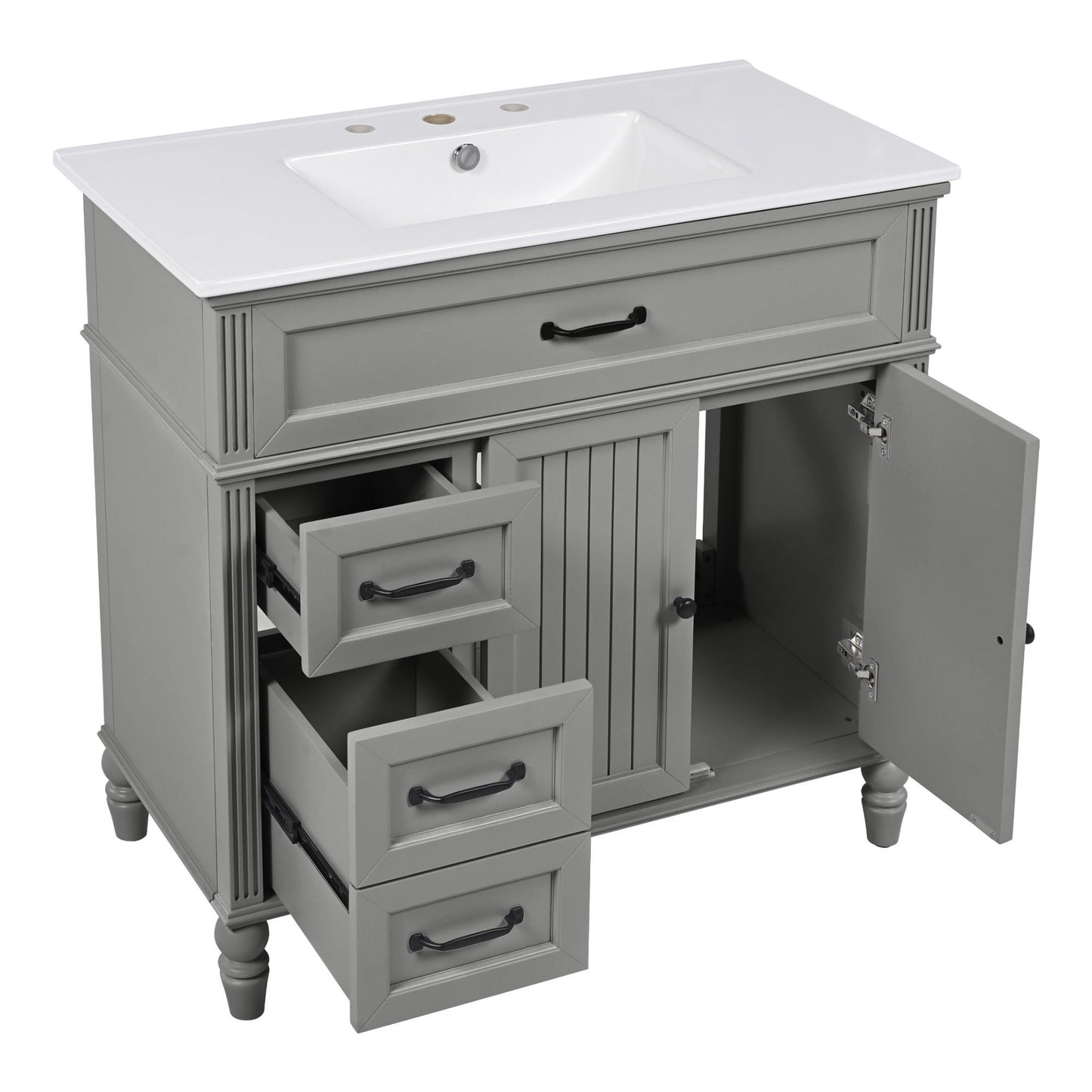 Bathroom Vanity With Sink, Freestanding Cabinet & Drawers