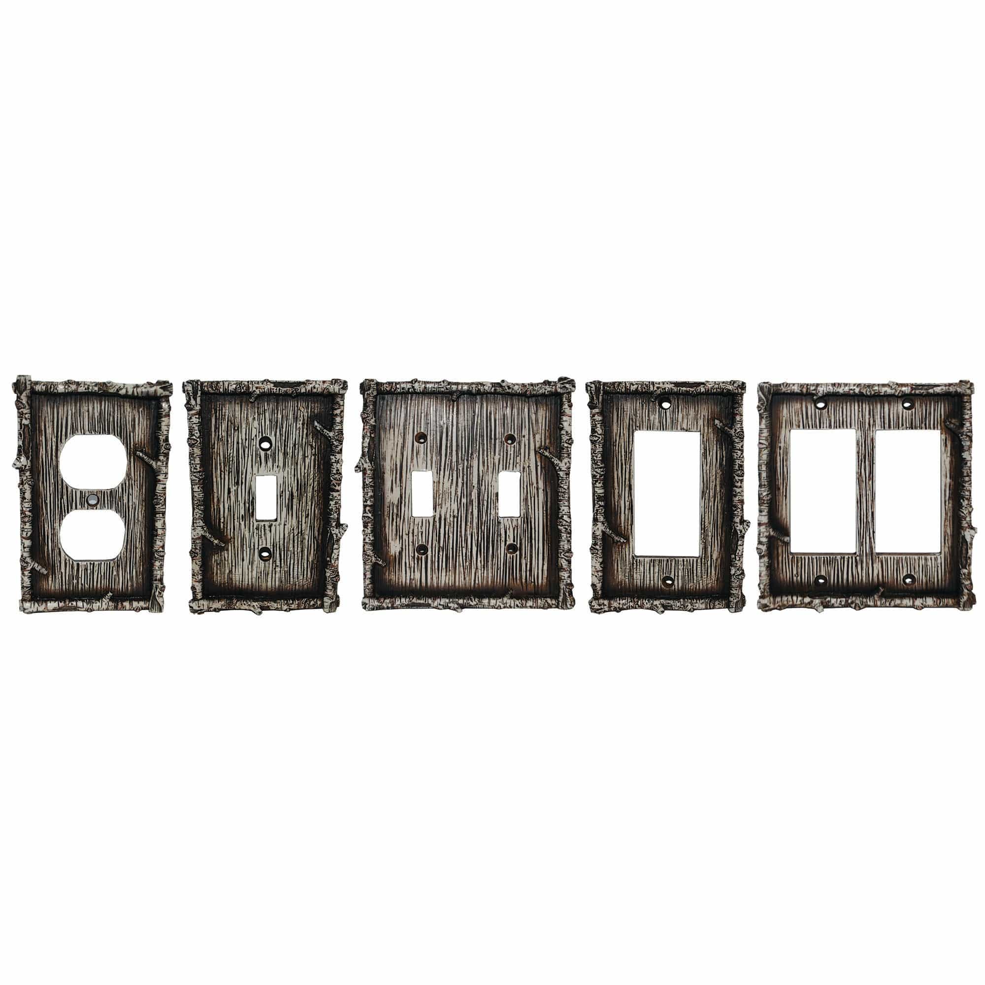 Birch Twig Switch Plate - 5" x 5" Birch Twig Double Wall Switch Plate 4 Per Carton - Multi