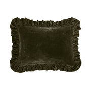Stella - Faux Silk Velvet Ruffled Oblong Pillow - Fern Green