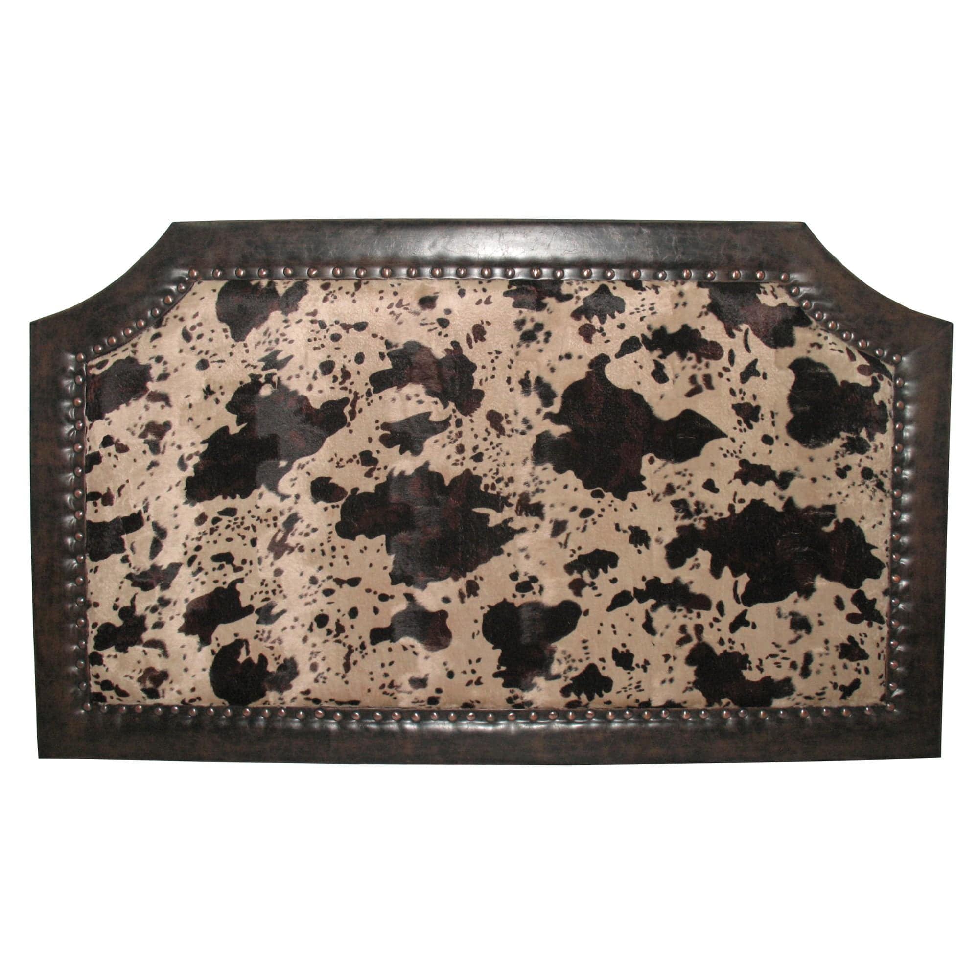 Cowhide - Queen Faux Cowhide Headboard - Dark Brown / Beige