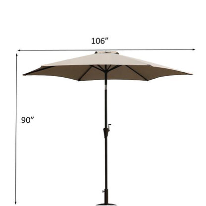 8.8' Outdoor Aluminum Patio Umbrella With 42 Pound Square Resin Umbrella Base