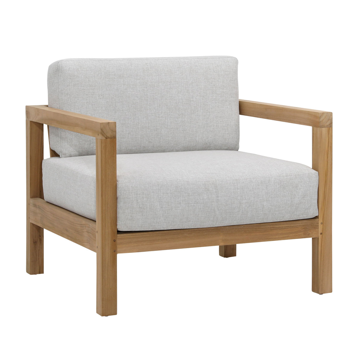 Boe - Outdoor Occasional Chair - Light Gray And Natural Teak