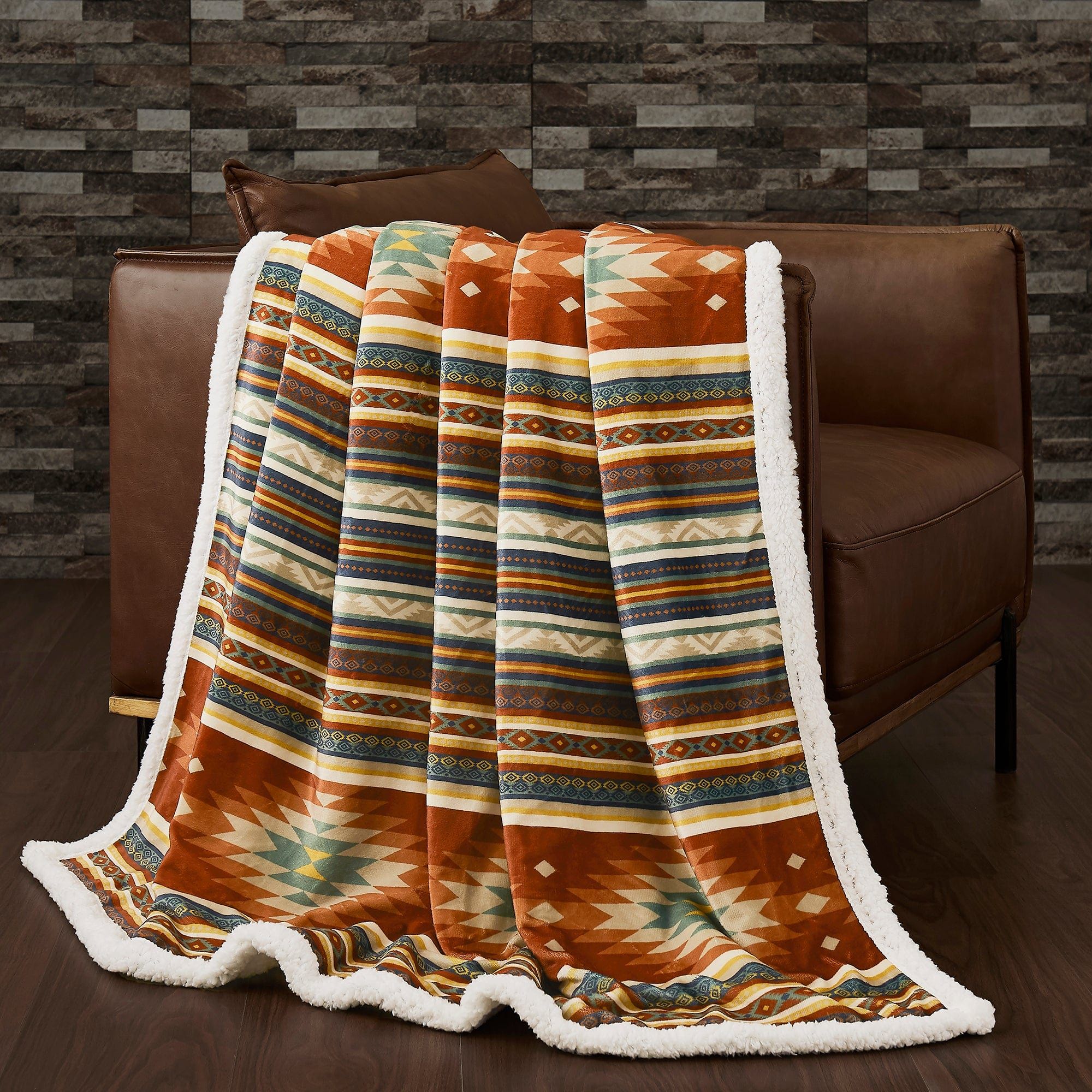 Campfire - Del Sol Campfire Sherpa Throw 6 Per Carton - Multi Color